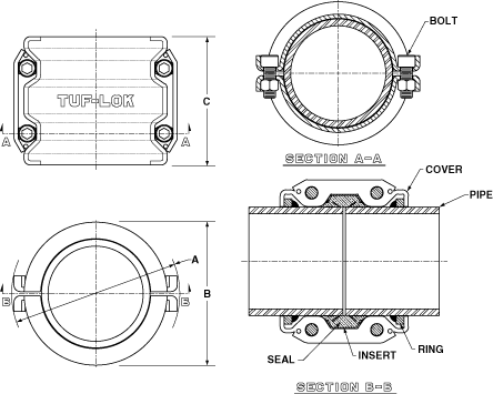 Tuf-Lok Ring Grip Tube Coupling Series 788 Drawing
